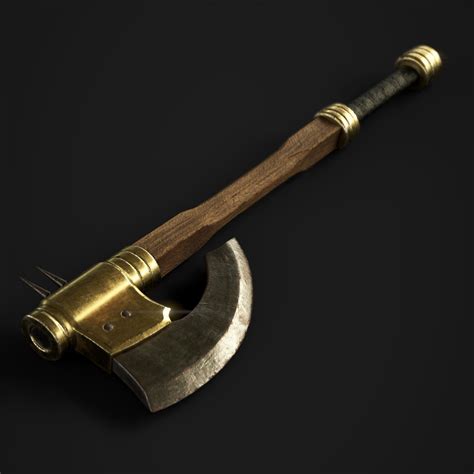 3d Model Gold Battle Axe Vr Ar Low Poly Cgtrader