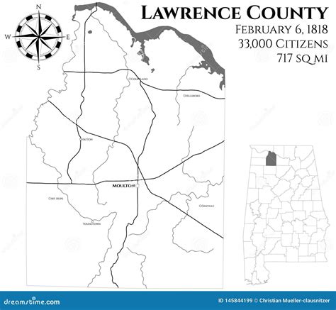 Map Of Lawrence County In Alabama Stock Vector Illustration Of