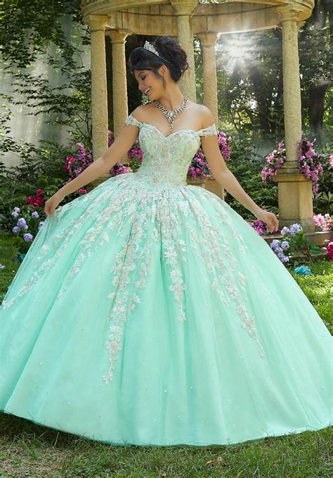 Gown Prom Dress Mint Green Tulle Lace Quinceanera Dress Sweet 15