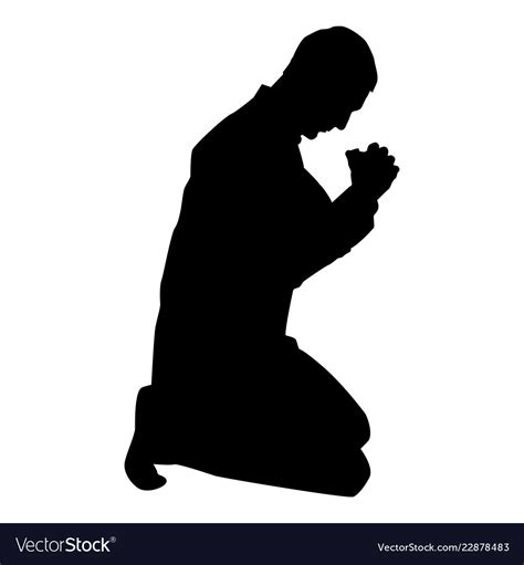 Praying On Knees Silhouette