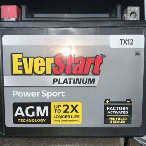 Everstart Premium Agm Powersport Battery Group Size Es Tx12 12v 180