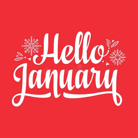 Hello January Card Holiday Decor Lettering Stock Vector