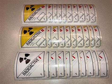 Vintage 4 Radioactive Decals Dot Transportation Hazard Stickers