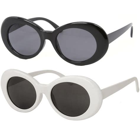 2 Oval Sunglasses White Black Clout Goggles Retro Glasses Vintage Kurt