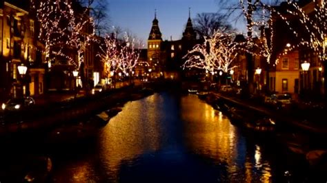 Kerst Amsterdam Met Het Rijksmuseum Nederland Bij Zonsondergang