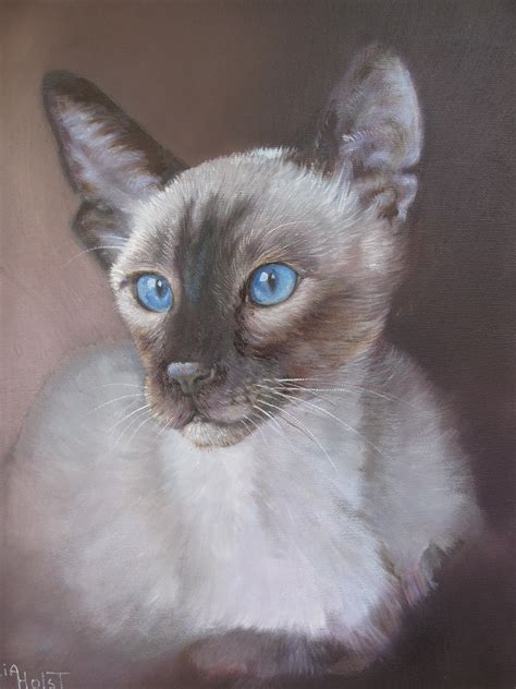 Portrait Of A Siamese Cat Painting By Ria Van Der Holst