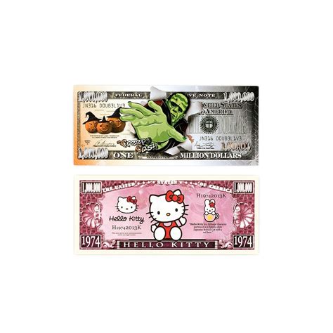1 Set Of 2 Diff Fantasy Paper Money Frankenstein And Hello Kitty Ebay