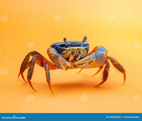 Rainbow Crab Studio Shot Cardisoma Armatum On Orange Background