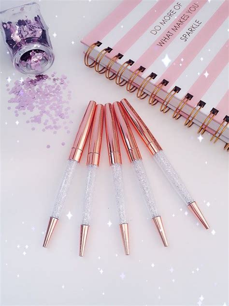 Diamonds Ballpoint Pen Clear Crystals Rose Gold Metal Pen Gems Back