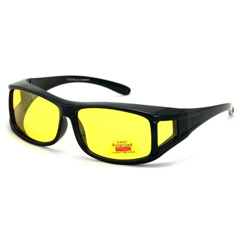 v w e polarized fit over night driving sunglasses 63mm and 65mm fitover anti glare yellow