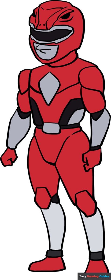 How To Draw The Red Ranger From Power Rangers Really Easy Drawing