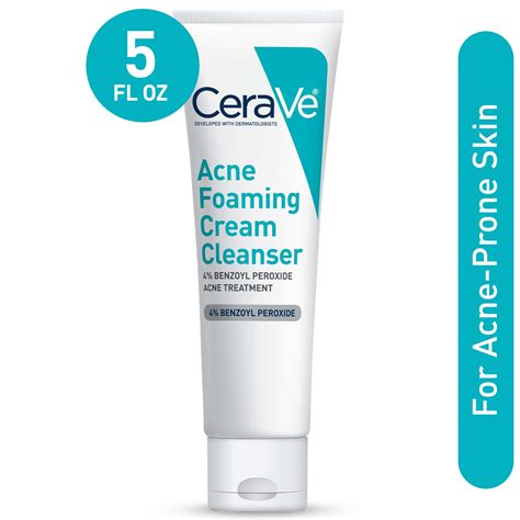 Cerave Acne Foaming Cream Face Cleanser Acne Treatment Face Wash With Benzoyl Peroxide