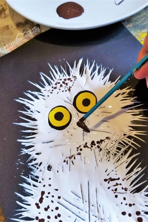 snowy owl baby scrape art craft  kids