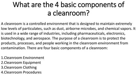 Ppt What Are The 4 Basic Components Of A Cleanroom Powerpoint