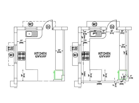 Kitchen Layout Plan Cad Drawing Details Dwg File Cadbull