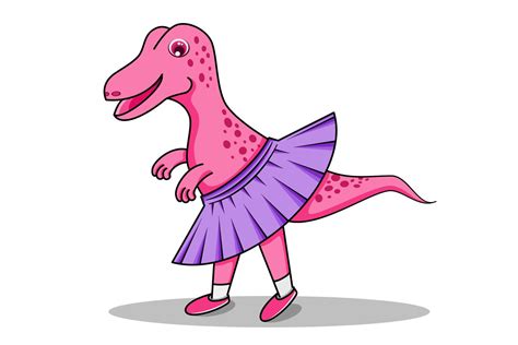 Pink Dinosaur Cartoon Character On White Isolated Background 7166342