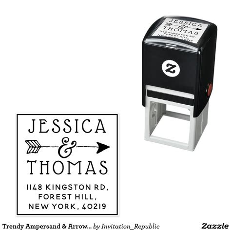 Trendy Ampersand And Arrow Custom Name And Address Self Inking Stamp