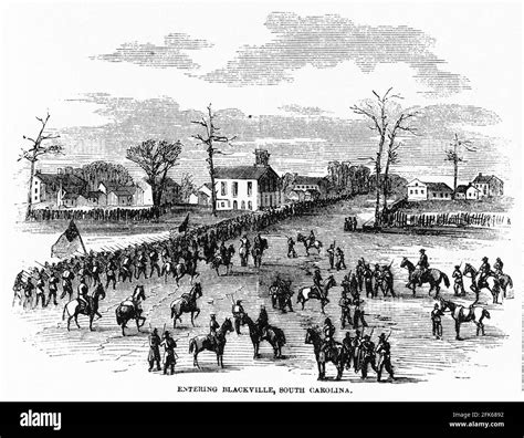 Engraving Of Union Soldiers Entering Blackville South Carolina During