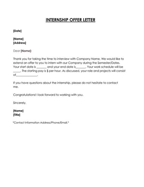 24 Best Internship Offer Letter Examples Free Templates