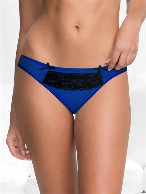 Buy Shyle Royal Blue Lace Thong Panty For Women