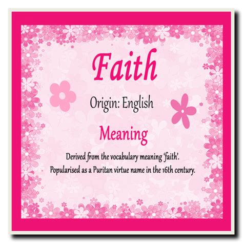 Faith Personalised Name Meaning Certificate The Card Zoo