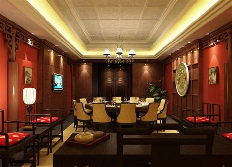 Modern Chinese Restaurant Interior Design With Red Impression For Th