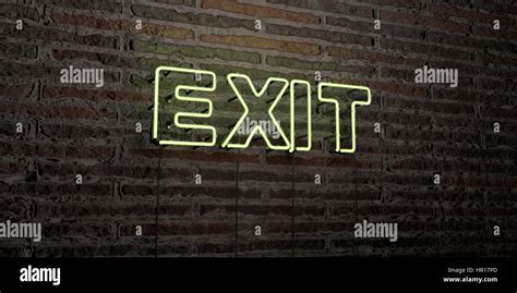 Exit Realistic Neon Sign On Brick Wall Background 3d Rendered Royalty Free Stock Image Can