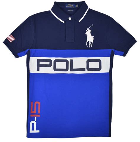 New Polo Ralph Lauren Mens Custom Slim Fit Big Pony Polo Shirt Blue