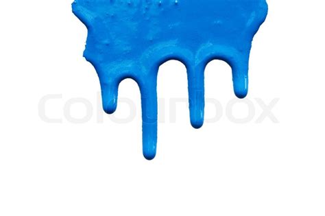 A Blue Paint Drips On White Stock Image Colourbox