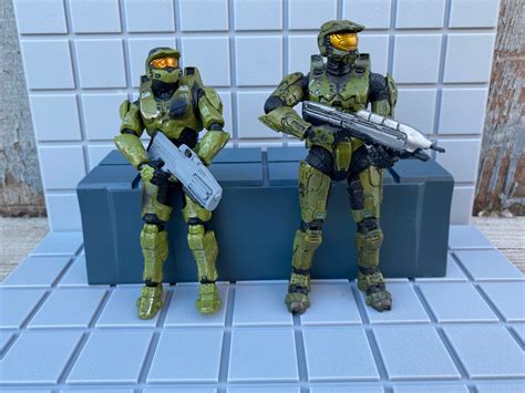 Halo Infinite Master Chief By Jazwares Next To H3 Chief By Mcfarlane