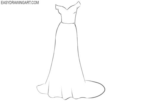 How To Draw A Wedding Dress Easy Drawing Art