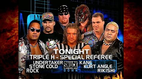 The Undertaker Stone Cold And The Rock Vs Kane Kurt Angle And Rikishi 6 Man Tag Match 1 18 01 1 2