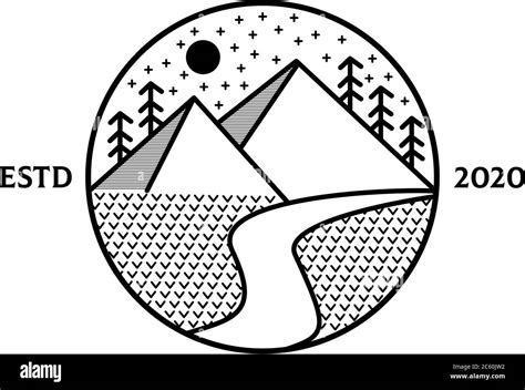 Simple Mountain View For Adventure And Outdoor Logo Design With Line