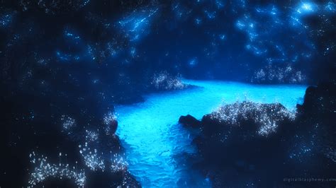 Cave Light Water Blue Hd Wallpaper Art And Paintings