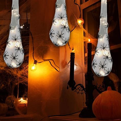 Halloween Hanging Light Up Spider Egg Sacs Realistic Haunted Spiders Hous E Au5 Ebay