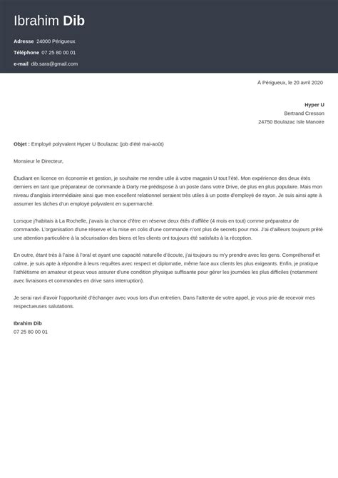 Lettre De Motivation Hypermarche Lettre 234