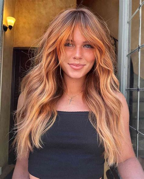 Red Balayage Hair Auburn Balayage Copper Blonde Hair With Red