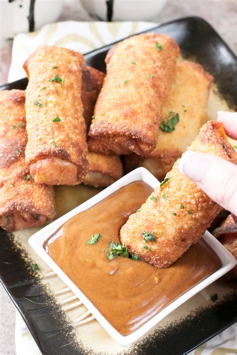 Each roll is filled with healthy crisp vegetables, rice noodles, seafood, and herbs. Shrimp Egg Rolls with Spicy Peanut Dipping Sauce - Life's ...