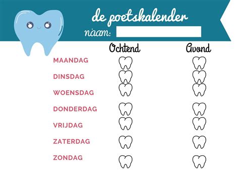 Tanden Poetsen Poetskalender Downloadbaar Lesmateriaal Klascement