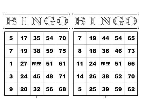 Bingo Cards 1000 Cards 2 Per Page Black Immediate Pdf Etsy