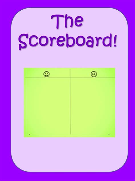 The Scoreboard Is In Front Of A Purple Background With Words That Read