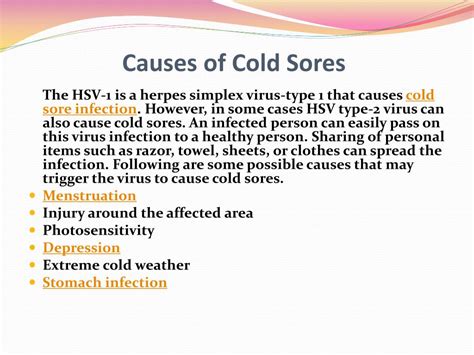 Ppt Cold Sores Symptoms Causes Diagnosis And Treatment Powerpoint