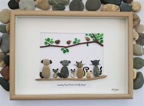 Pebble art cat mothers day gift for mom engagement gift unique birthday gift for her fathers day ...