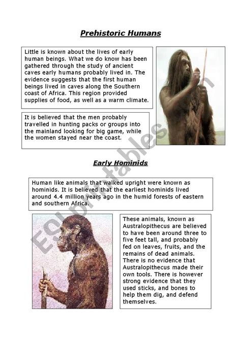 Early Humans Worksheet