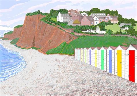 Beach Huts At Budleigh Salterton Artist Janet Davies Paintings Prints Landscapes Nature