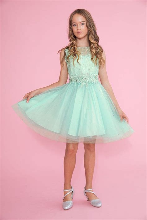 Tween Girls Short Champagne Dress With Beaded Lace Bodice In 2021