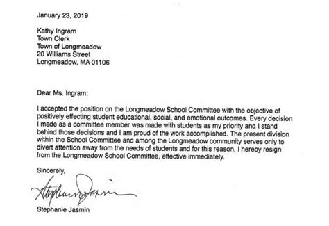 Letter Of Resignation For School Sample Resignation Letter