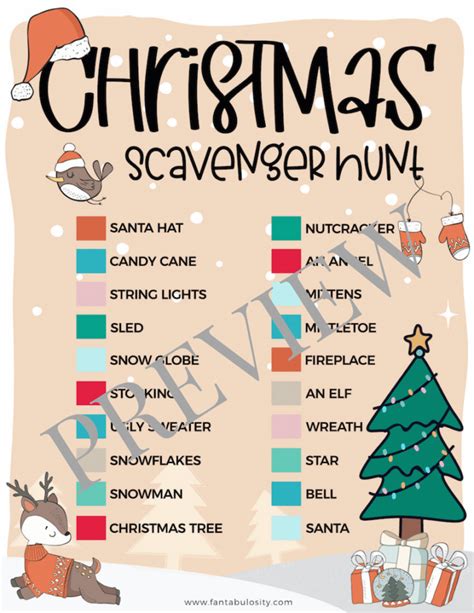 Christmas Scavenger Hunt Printable Checklist And Ideas Fantabulosity