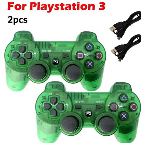 2x Wireless Game Controllers For Sony Ps3 Playstation 3 Transparent