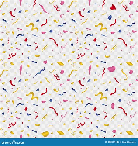 Vector Confetti Seamless Pattern Colorful Shapes On A Transparent